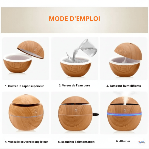 🌿 Mini Humidificateur d’Air Bois EvoZen™ – Calme, pureté & bien - être à chaque respiration 💧 - EvoShop